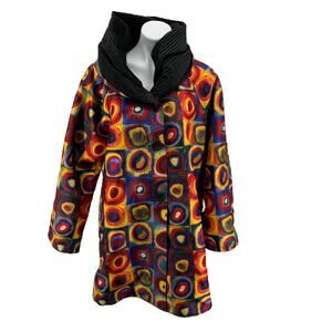 Oopera Women's Reversible Accordion Hood Rain Jacket NEW SZ XL Art to Wear